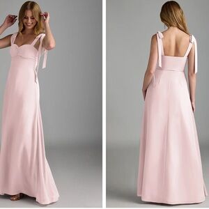 Azazie blushing pink bridesmaid dress